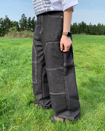 Vashu Capender Damage Denim Wide Pants